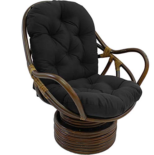 48 Indoor Rattan Swivel Cushion,Thicken Seat Cushion Hanging Chair Pads With Backrest For Backyard Garden-Black. 48X24X5Inch #TOP4