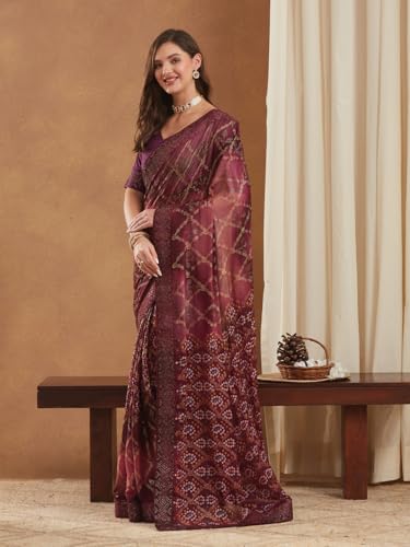 Image of Women's Banarasi Silk With Jacquard Print Saree With Blouse