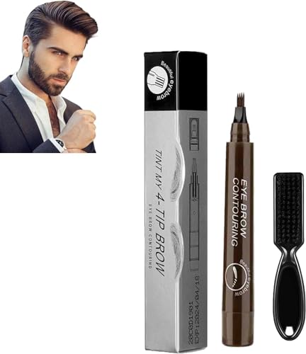 Beard Filling Pen, Beard Pen, Beard Filling Pen Kit, Waterproof Beard and Eyebrow Filling Pen Kit, Beard Filling Pen Kit, Beard Pencil Filler For Men (Dark Brown)