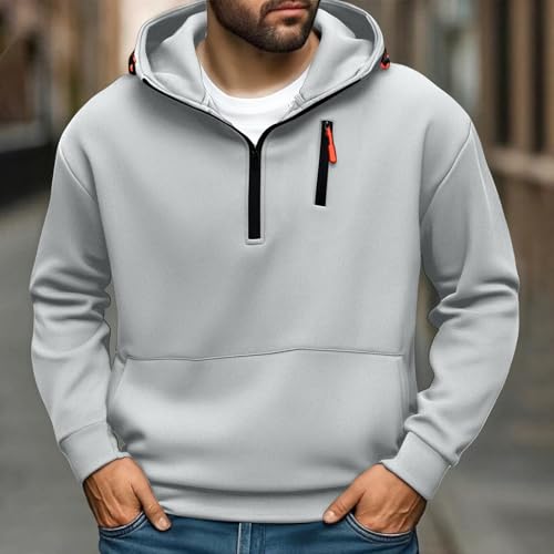 Oversized Sweatshirts for Men Quarter Zip Up Long Sleeve Hoodies Winter Casual Pullover Fall Outfits Clothes 20252