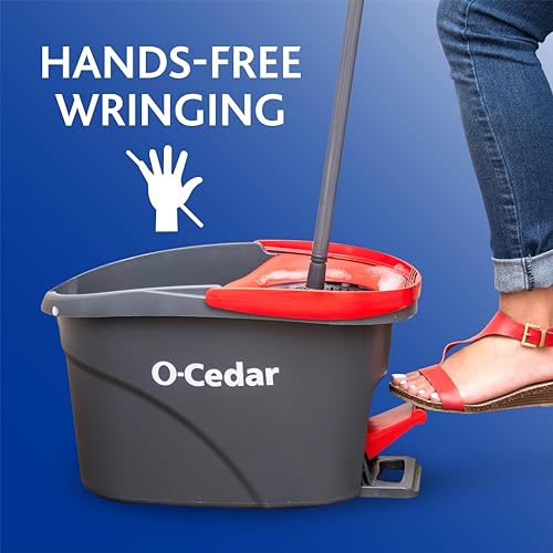 O-Cedar EasyWring Microfiber Spin Mop, Bucket Floor Cleaning System, Red, Gray, Standard - Image 5
