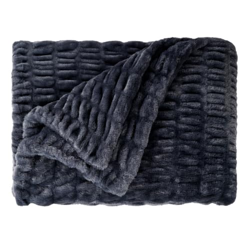 abrazo ultra soft faux rabbit fur blanket | 1000 gsm fluffy plush blanket for sofa, couch & single bed | lightweight & breathable for ac room, warm for winter | all season blanket