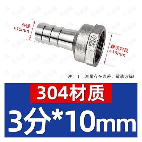 Junta de pagoda G3/8 rosca interna adaptador manguera 10mm acero inoxidable 304 3