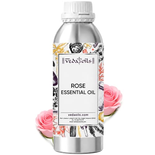 Image of VedaOils Rose Essential Oil 100ml | 100% Pure, Natural & Undiluted Aroma Oil | Rose Oil for Face, Skin, Hair Growth, Diffuser, Candles, Soap Making & Home Fragrance