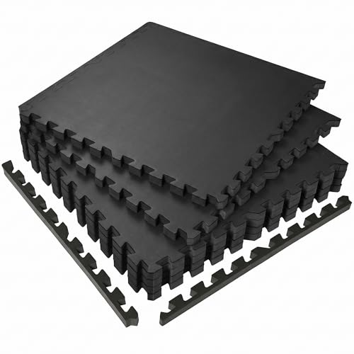 Image of SUPERJARE 0.56'' Thick 24 Sq Ft Rubber Top Gym Flooring for Home Gym