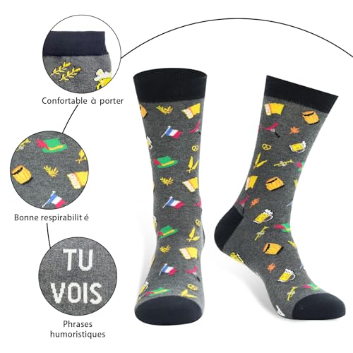 Chaussettes Unisexe Rigolotes Humour Bière Coton Fantaisie 39-46 – vue 6