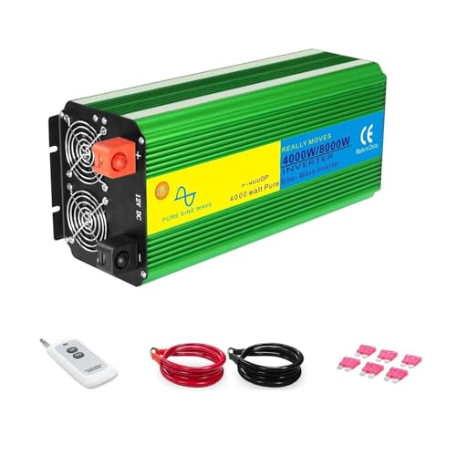 Power Inverter Inversores Energía Solar 4000W A 8000W Convertidor Onda Sinusoidal Pura Transformador Voltaje para Caravanas Camping Inversor Potente Convertidor(24V 220V UN,8000W Peak RC Green)