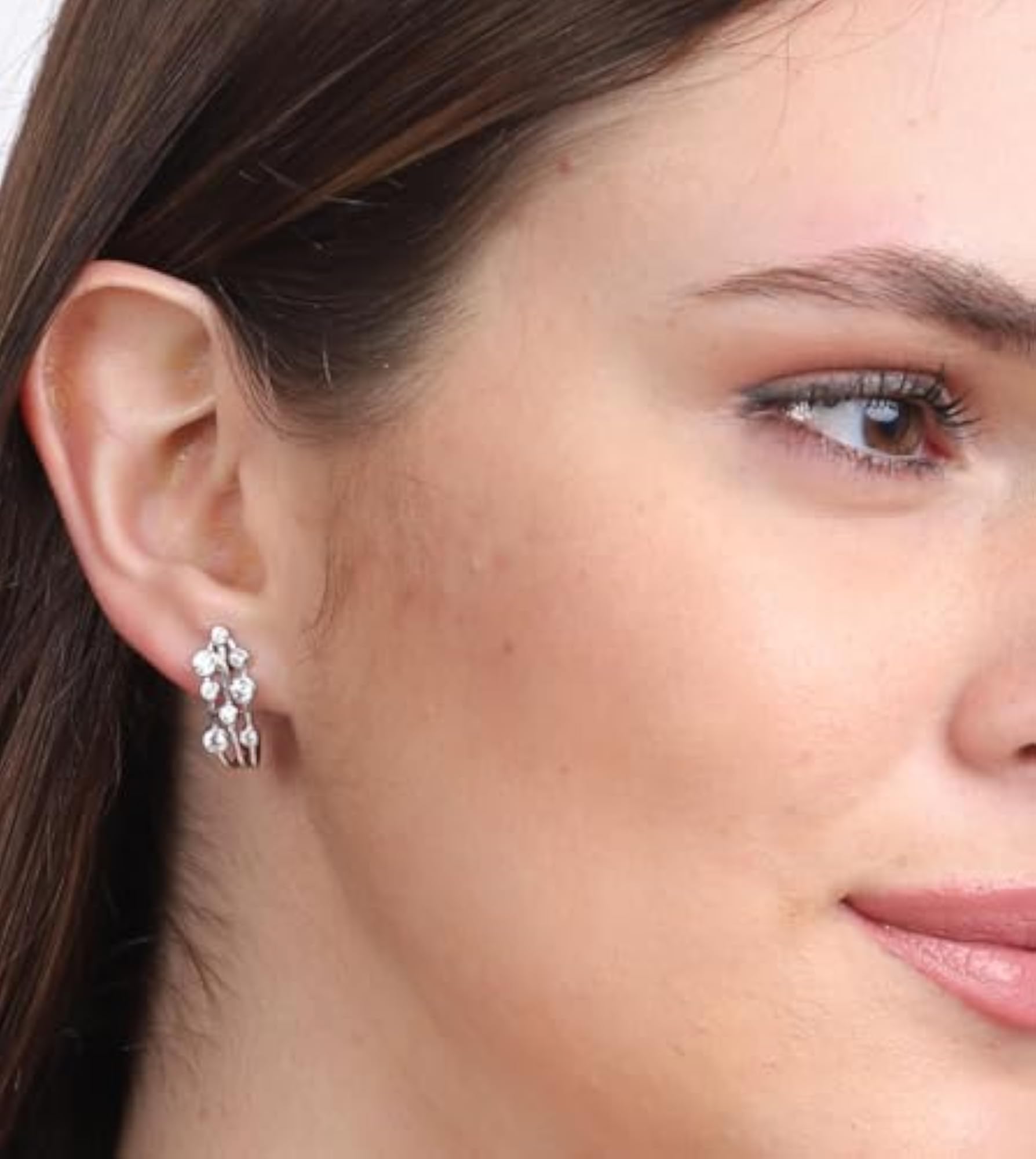 Women's 925 Silver Swiss Zirconia Hoop Juno Earrings