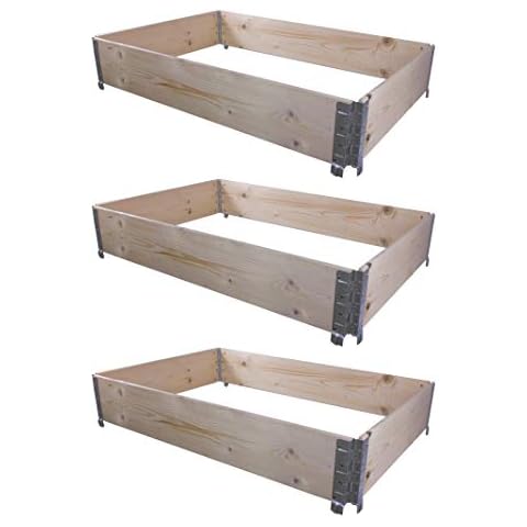 BigDean 3X Hochbeet Palettenrahmen 120x80x20cm groß - Holzrahmen faltbar, steckbar & stapelbar - ideal für Pflanzen, Blumen, Obst, Gemüse & Kräuter Cover