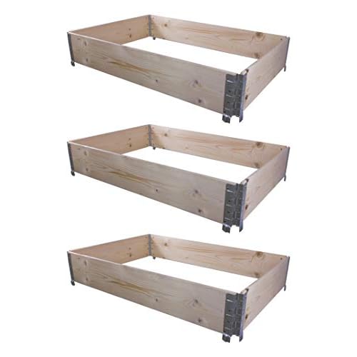 BigDean 3X Hochbeet Palettenrahmen 120x80x20cm groß - Holzrahmen faltbar, steckbar & stapelbar - ideal für Pflanzen, Blumen, Obst, Gemüse & Kräuter