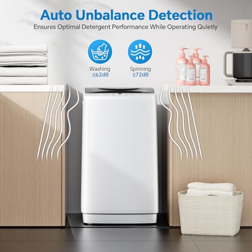 Image of OLIXIS 1.06 Cu.Ft. Portable Washing Machine, Full-Automatic Laundry Washer | Stainless Steel Drum, 10 Wash Cycles, Auto-Balance, LED Display, 7.7lbs for Home Apartment Dorm, White