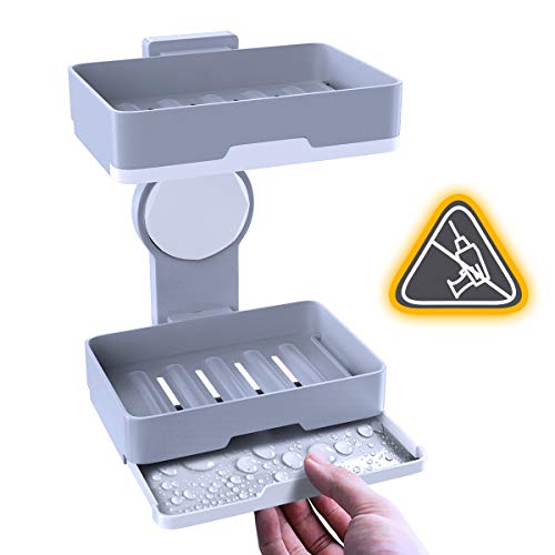 Jabonera BMK, soporte para jabón, doble caja de jabón sin taladrar para ducha, baño, cocina, Keep Seife Bars Dry & Clean, fácil limpieza
