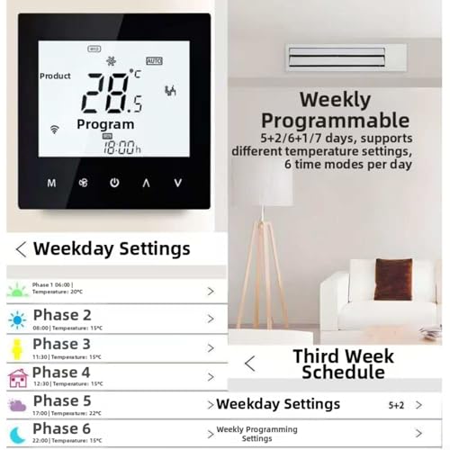 Thermostat programmable WiFi pour chauffage au sol connecté Tuya