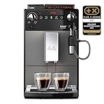 Melitta Avanza Grise, Machine à Café à Grain avec Broyeur et Système d'Extraction des Arômes, Silencieuse, Fonction Easy Cappuccinatore, Mode 1 à 2 Tasses, Automatique, F270-100, 1450W