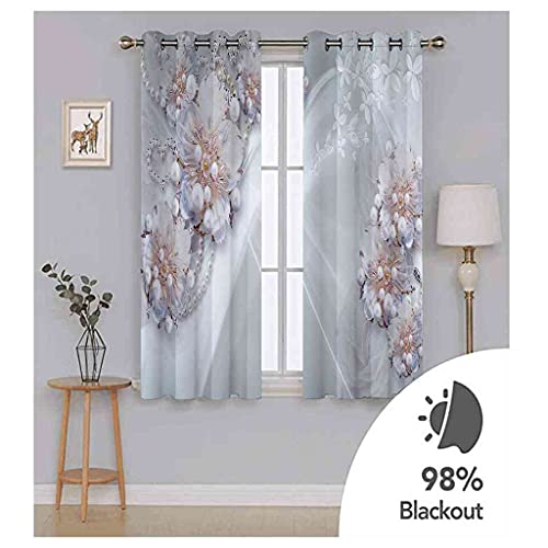 Rideau occultant 3D fleur de perle blanche 200x160 cm modernité