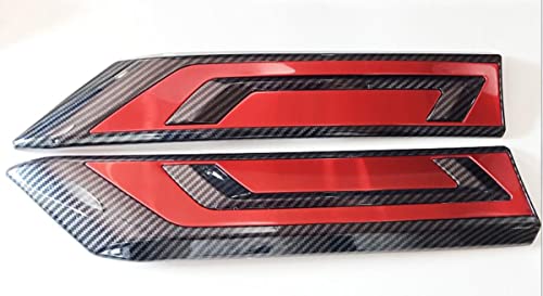 Image of Car Accessories Fit For Toyota RAV4 2019-2022 2023 2024 2025 Front Center Grills Cover Trim Red Carbon Fiber Pattern ABS 2 PCS (Not For RAV4 Adventure)