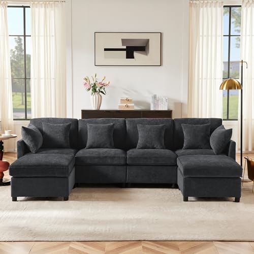 Sofá modular esquinero convertible con cojines desmontables para limpiar fácil 4