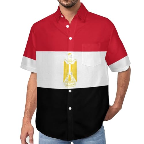 Chemise de plage boutonnée imprimé Égypte pour homme adepte de mode hawaïenne décontractée
