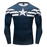 GYM GALA Super Hero Shirt Long Sleeve Casual and Sports Cool T-Shirt 3D Print Compression Shirt (XX-Large, Sky Blue)