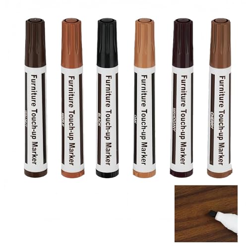 Pevlkawr 6 Pièces Marqueurs De Réparation Pour Meubles en Bois Stylo Retouche Bois Wooden Furniture Repair Pen Feutre Retouche Pour Parquet Portes Et Cadres Meubles