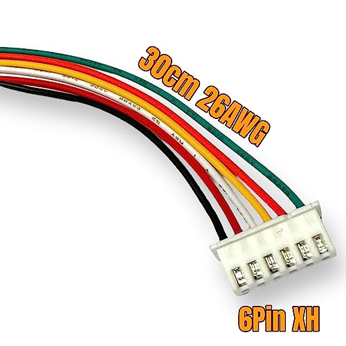 5x Premium 6Pin 5s XH 2.54mm 2.54 Stecker inkl. 30cm 26AWG Elektronik Kabel Farbig + Buchse Lose für Lipo Akku Balancerkabel Pitch RC JST-XH (6Pin)