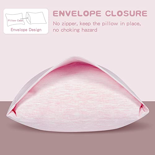 Organic Cotton Toddler Pillowcase/Travel Pillowcase Pack Of 2 Set 13X18 Inches With Envelope Closure - Soft & Breathable Baby Pillow Case Cover Solid Pink #TOP2