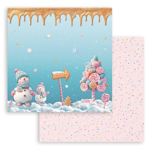 Stamperia - Scrapbook Paper Pad for Scrapbooking, Albums, Card Making, Bullet Journalling and More, Acid Free, Double-Sided, Perfect for Hobbies, Crafts, and Gifting (Candy Christmas) (20.3 x 20.3cm)