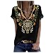 yuwo T-shirt da donna casual con scollo a V e scollo a V, Giallo, M