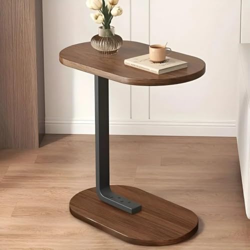 Image of HOOBRO Side Table Stands Couch Side, Swivel TV Tray Table, C-Shaped End Table, Small Center Table for Home Office for Bedroom, Living Room | Closet with Home, Kitchen, Office (YZ-01-BROWN)