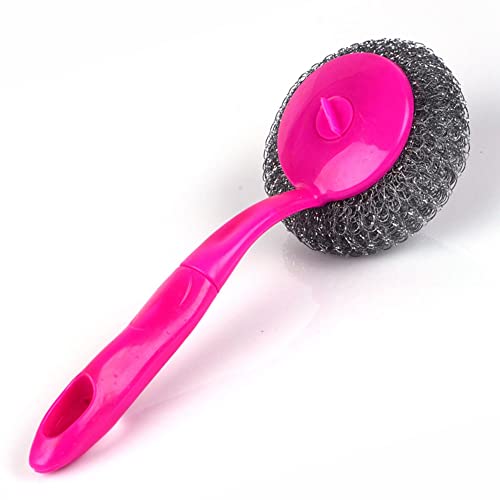 Scourer Brush Heavy Duty Washing Up Mesh Stainless Steel Scouring Pad With Handle Kitchen Cleaning Scrubber Cookware Pan Pot Dish Brush Grill Tough Dirt Stain Cleaner Home Gadgets 25cm (Pack Of 1)