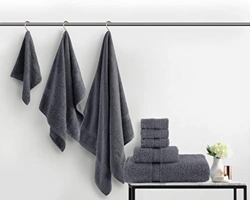 8Pc Bale Towels Set 600 GSM Luxury Egyptian Cotton Towels Soft, Absorbent Comfort Plush Hotel Quality Sheet 4 Face 2 Hand 2 Bath Towel, Machine Washable-Charcoal