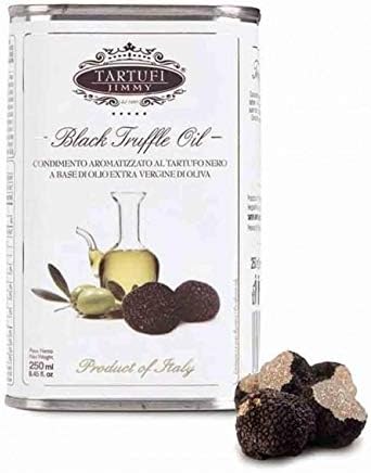 Tartufi Jimmy Black Truffle Extra Virgin Olive Oil | Supreme Quality, Healthy, Versatile Uses, Vegetarian, Strong Flavor, Smooth Texture | Net Weight: 8.45 fl oz / 250 ml