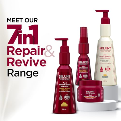 Image of BBlunt 7 in 1 Repair & Revive Hair Combo | Shampoo + Conditioner + Hair Mask | Adresses 7 Signs of Hair Damage | Enriched with Ceramides & Argan Oil | For Men & Women | 300 ml + 250 g + 250 g