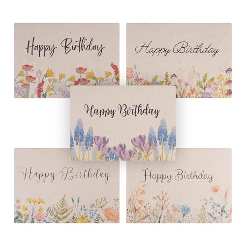 Seed Paper Birthday Cards – 5 Plantable Bouquet...