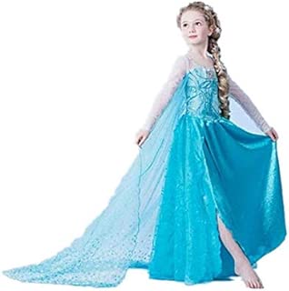 Frozen Essar Princess long dress child girls long sleeve mesh dress- color