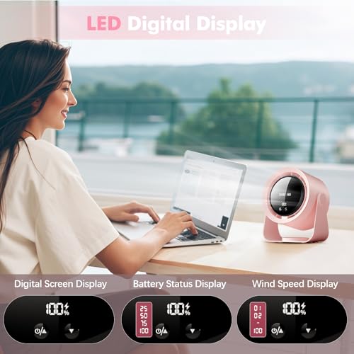 Ventilateur de bureau USB à 100 vitesses et écran LED, tête inclinable à 90°