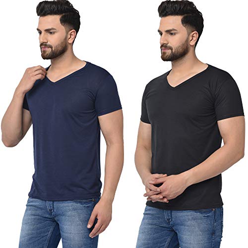 Image of JANGOBOY Men's V-Neck Cotton T-Shirt (Pack of 2)