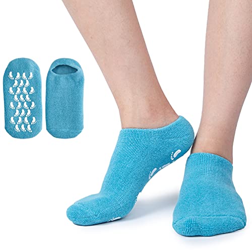 Ziz Care Gel Spa Sock Moisturizing Cotton Silicon Moisturize Soften Repair Cracked Skin Beauty Foot Care Tool Dry Feet Skin Moisturizing Treatment Silicone Socks Infused with Vitamins, Blue