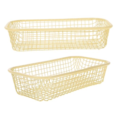 Cabilock 2pcs Yellow Wire Basket Iron Mesh Desktop Organizer for Snack Storage Makeup Brush Holder Home Kitchen Office School Decor Versatile Storage