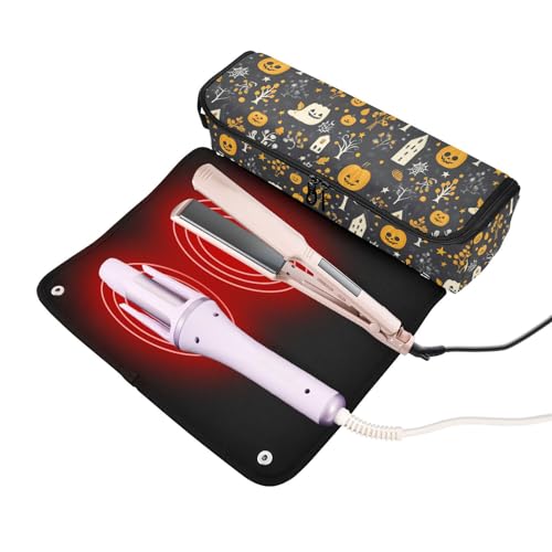 Bolsa de viaje para herramientas de cabello con tapete resistente al calor, para planchas y rizadores miniatura 2