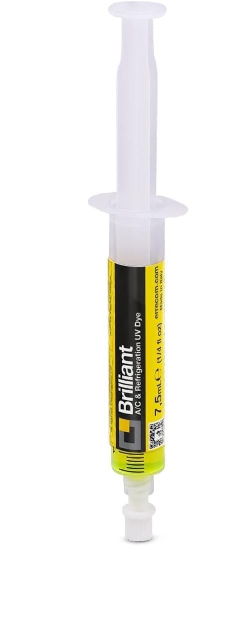 errecom brilliant - 7,5 ml, uv refrigerant leak detector dye for air conditioning and refrigeration systems