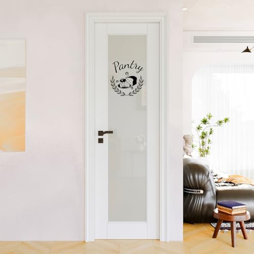 24W x 80H Glass Pantry Door, White Pantry Doors with Frosted Glass, as Sliding, Barn, Pocket, Bifold, French Door Slab, Interior Doors with Self-Adhesive Waterproof & Fade-Resistant Bread Sticker
