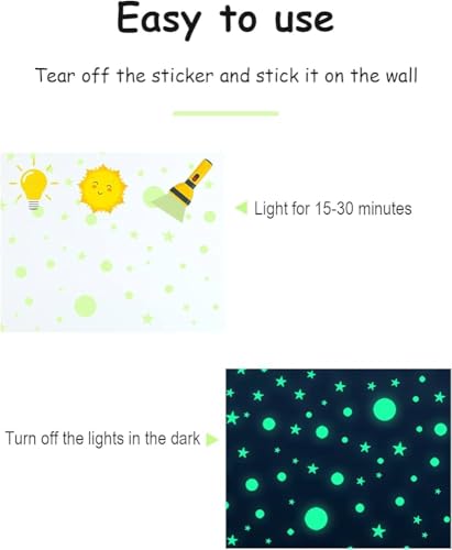 Image of Glow in The Dark Pink Moon & Stars Wall Stickers for Kids Bedroom - Premium Luminous Radium Wall Decals for Girls Room Decor - Bright Pink Glowing Full Moon with Stars Ceiling Stickers for Nursery.
