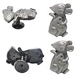 JfwuHap Dresser Knobs, Rat Shaped Cabinet Knobs, Kitchen Cabinet Handles, Cute Mouse Decoration Knobs for Drawer Pulls Dresser，Cabinet Door, Set of 4（Ancient Silver）