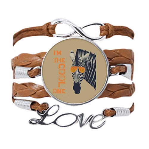 Bracelet zèbre lunettes de soleil cuir noir tordue bijoux love animal