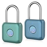 BOREAD Fingerprint Padlock, Smart Keyless Lock for Locker, Backpack, Suitcase, Travel Luggage,Cabinet, Drawer, Indoor, School Locker Lock,Portable USB Rechargeable (2 Pack))