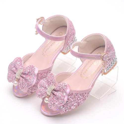 Toddler Girls Sandals Bow Princess Crystal High Heels Party Wedding Flower Girls Dress Shoes for Kid4