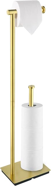 KES Gold Toilet Roll Holder Free Standing with Reserve, Toilet Paper Holder Free Standing Heavy Duty SUS304 Stainless Steel, BPH286S1B-BZ