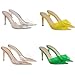 RYNKOMA Women'S Clear Pointed Open Toe Stiletto Heel Slide Sandals Fashion Sexy Slip On Transparent Strap High Heels Mules Summer Backless Party Wedding Prom Dress Shoes (Apricot,10)