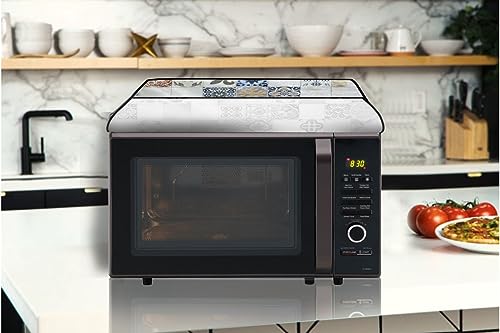 Image of The Furnishing Tree PVC Waterproof Microwave Oven Cover Compatible for Morphy Richards 23 L Convection 23MCG Mosaic Pattern Cream
